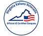 A logo of the official v 3 certified company.